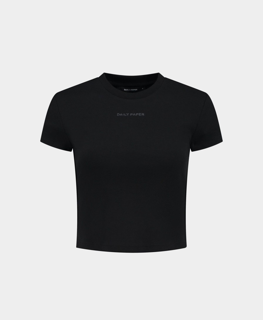 Daily Paper T-Shirts | Black Logotype Cropped T-Shirt