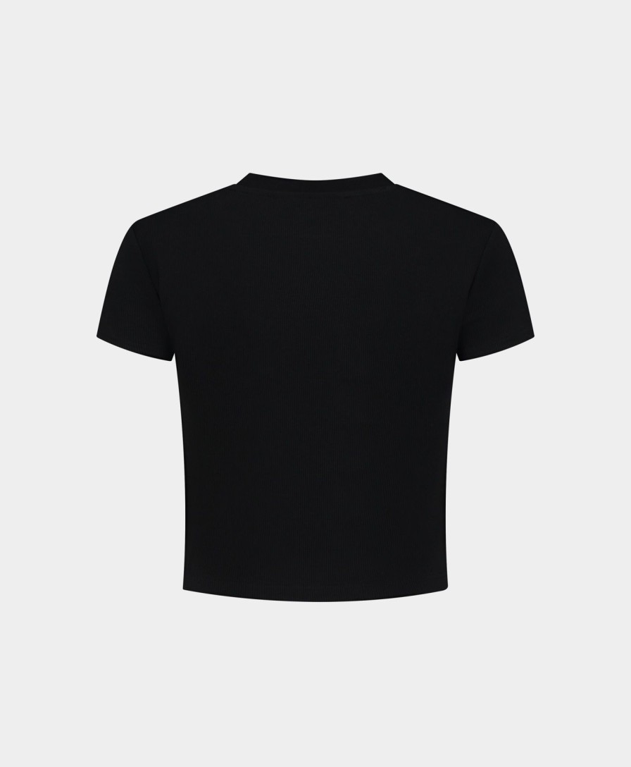 Daily Paper T-Shirts | Black Logotype Cropped T-Shirt