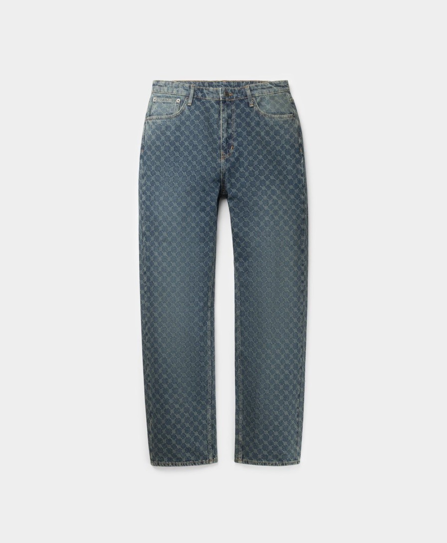 Daily Paper Pants | Sand Blue Amba Monogram Relaxed Jeans