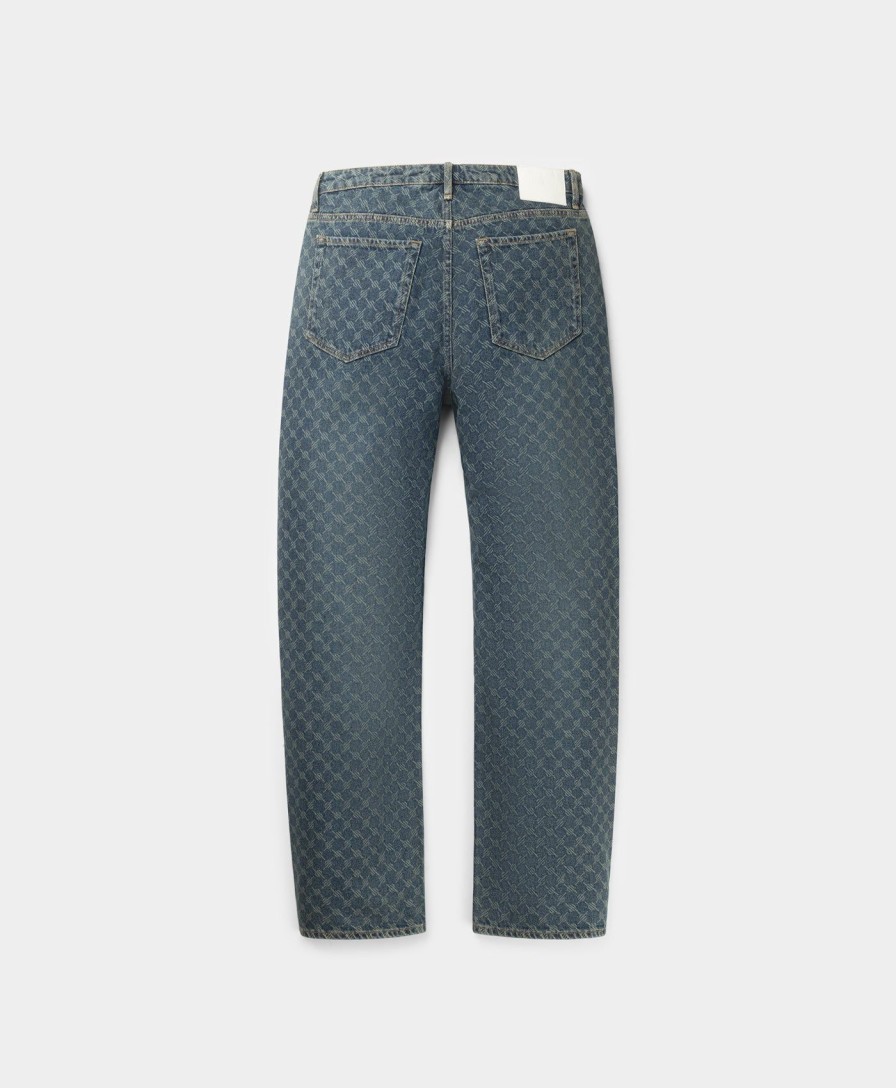 Daily Paper Pants | Sand Blue Amba Monogram Relaxed Jeans