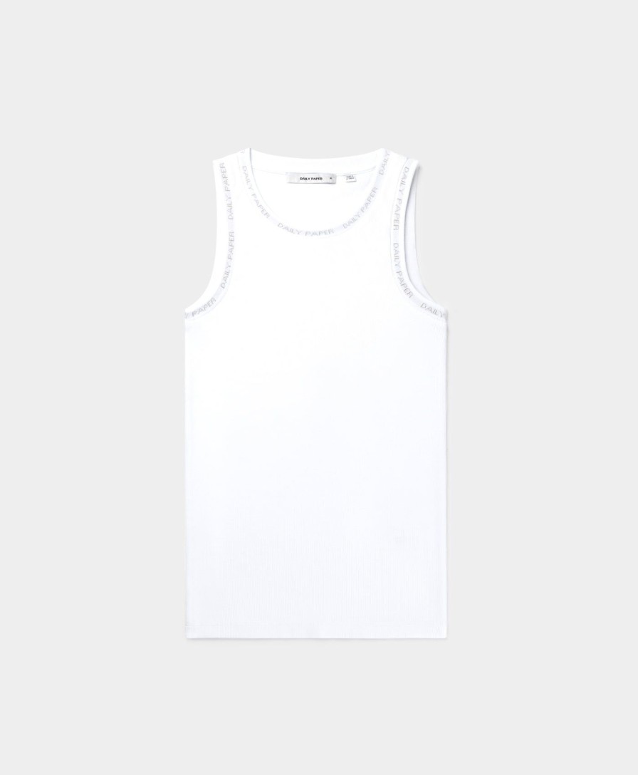 Daily Paper T-Shirts | White Erib Tank Top Mens