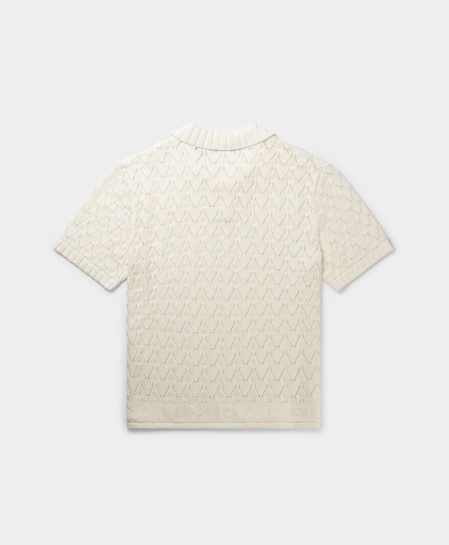 Daily Paper Knitwear | White Yinka Relaxed Knit Sweater Polo