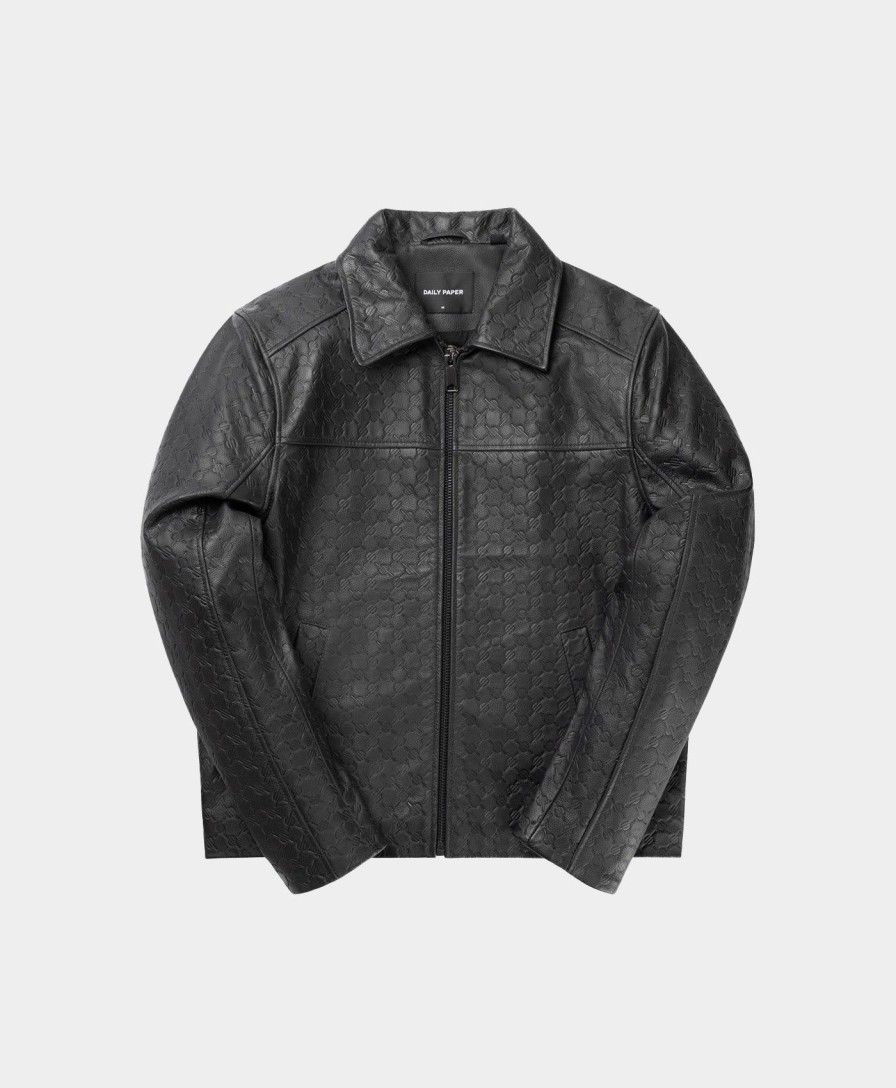 Daily Paper Jackets | Black Silence Monogram Leather Jacket