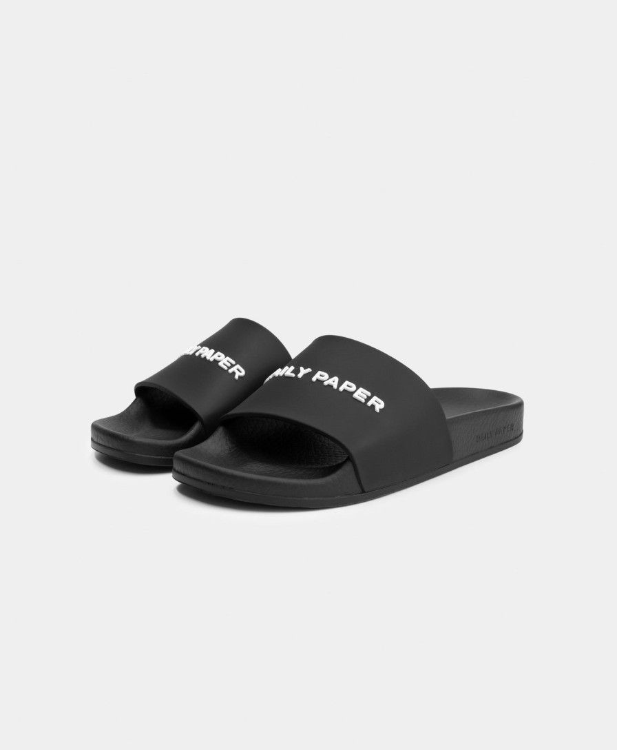 Daily Paper Footwear | Black Reslider Logo Type Sandals