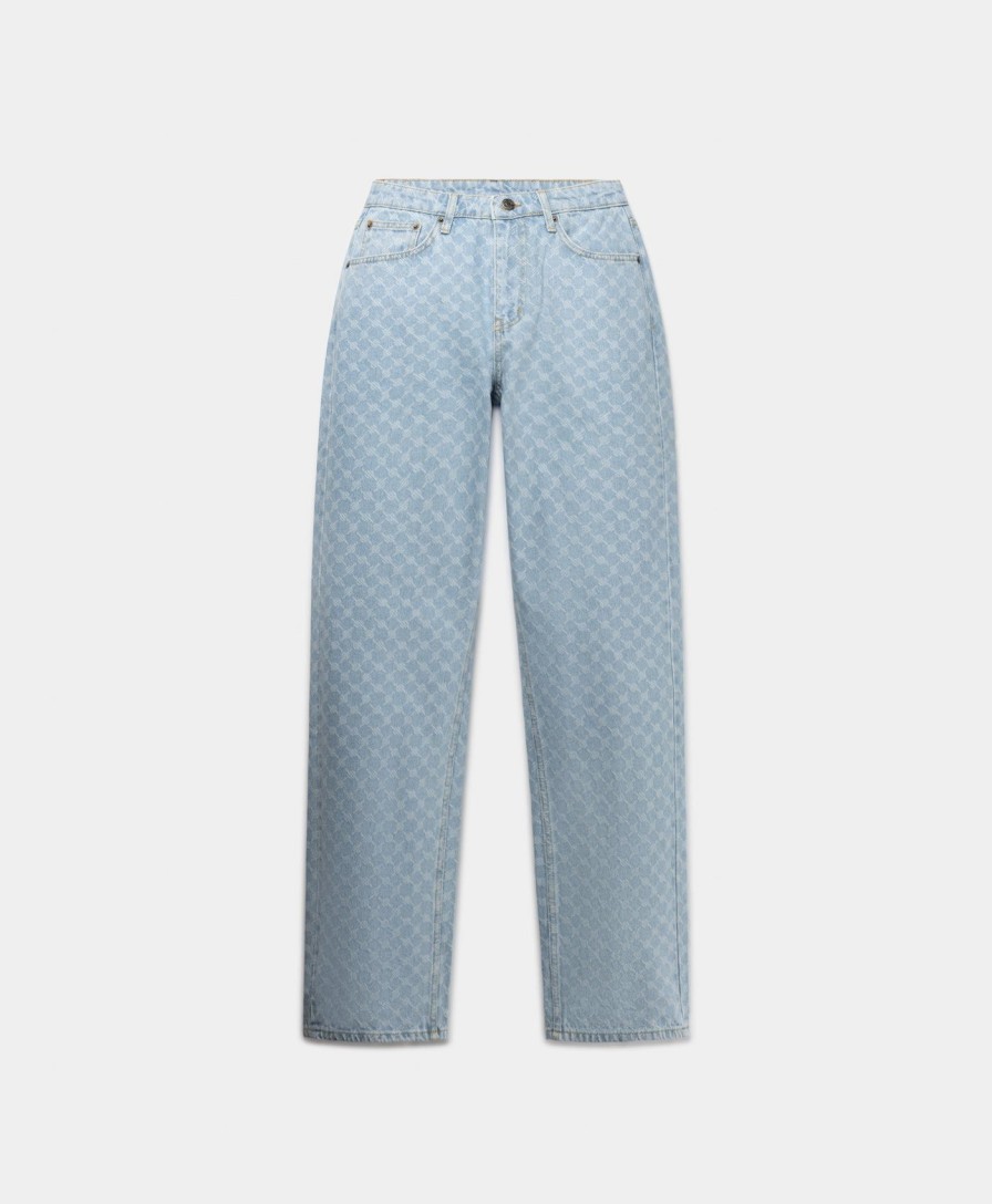 Daily Paper Pants | Mid Blue Amba Monogram Relaxed Jeans