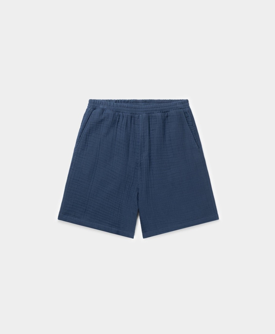 Daily Paper Shorts | Pageant Blue Enzi Seersucker Shorts