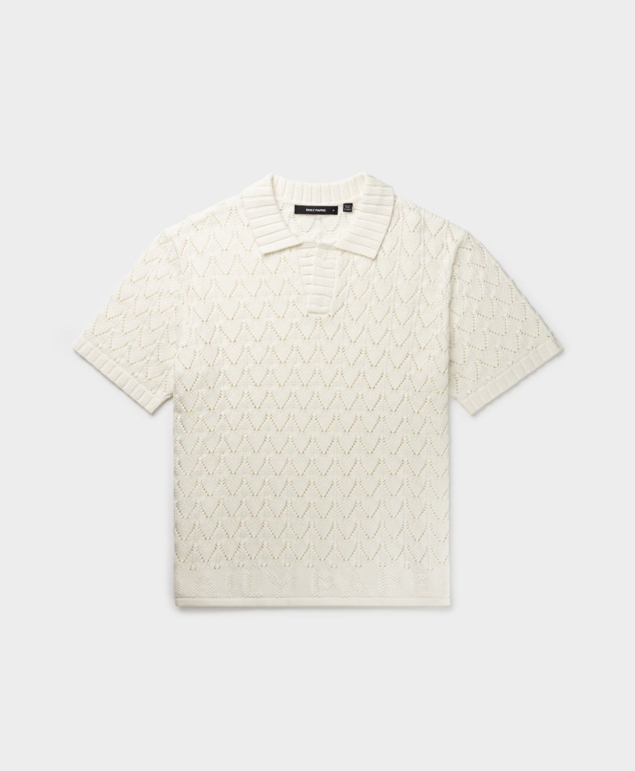 Daily Paper Shirts | White Yinka Relaxed Knit Sweater Polo