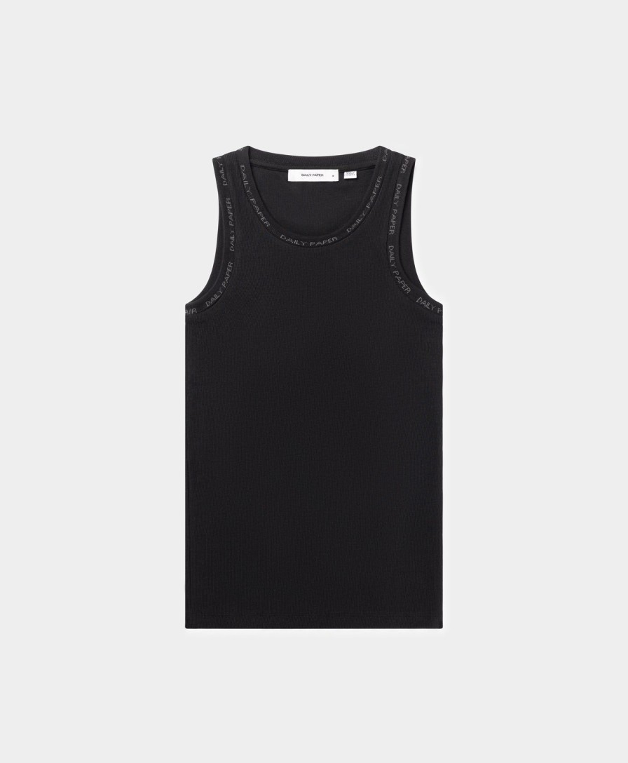 Daily Paper T-Shirts | Black Erib Tank Top Mens