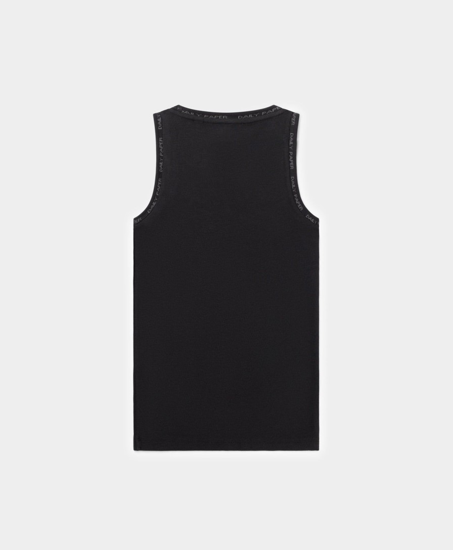 Daily Paper T-Shirts | Black Erib Tank Top Mens